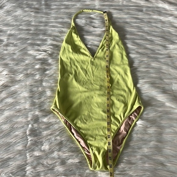 NWT Madewell Second Wave Ribbed Halter One-Piece Swimsuit in Exotic Pear - Picture 13 of 13